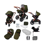 Ickle Bubba Stomp V4 travel system with galaxy car seat &amp;amp; isofix base bronze colour/woodland