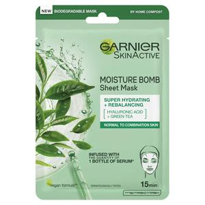 Garnier Moisture Bomb green tea sheet mask for face, UK version