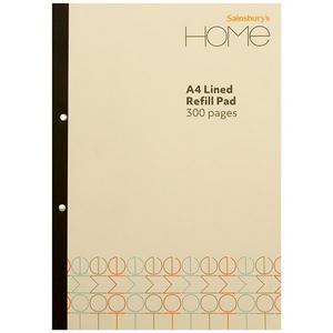 Sainsbury's Home lined notebook refill 300 pages (British brand)