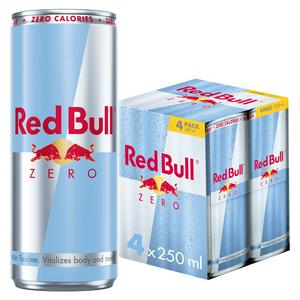 Red Bull Energy Drink Zero 4x250ml, imported from the UK