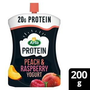 Pouch yogourt protéiné Arla pêche et framboise 200g Sainsburys - Acheter en ligne sur McGrocer