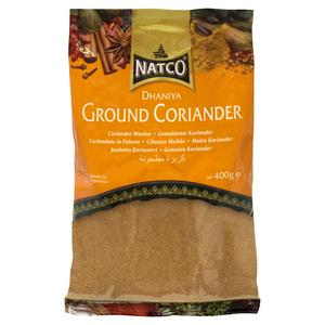 Natco ground coriander spice 400g bag, imported from the UK