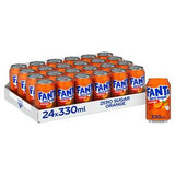 Fanta Orange Zero soft drink 24 pack 330ml - British product