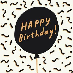 Sainsbury's birthday card black balloon 15.9cm (British brand)