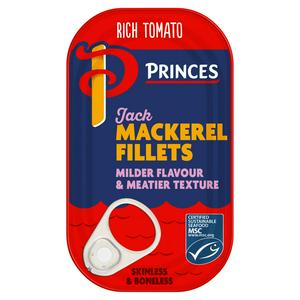 Princes Jack Mackerel Fillets Rich Tomato 125g imported from the UK