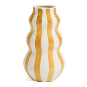 Habitat hand painted stripe vase mustard H25cm, UK version