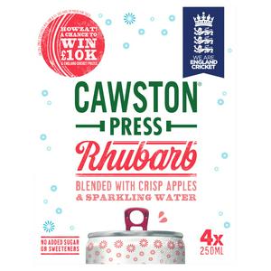 Cawston Press rhubarb sparkling drink 4 pack 250ml - British product