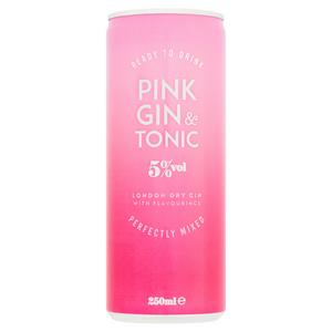 Sainsburys Sainsbury's Pink Gin And Tonic Strawberry Raspberry 250ml- Buy online at McGrocer