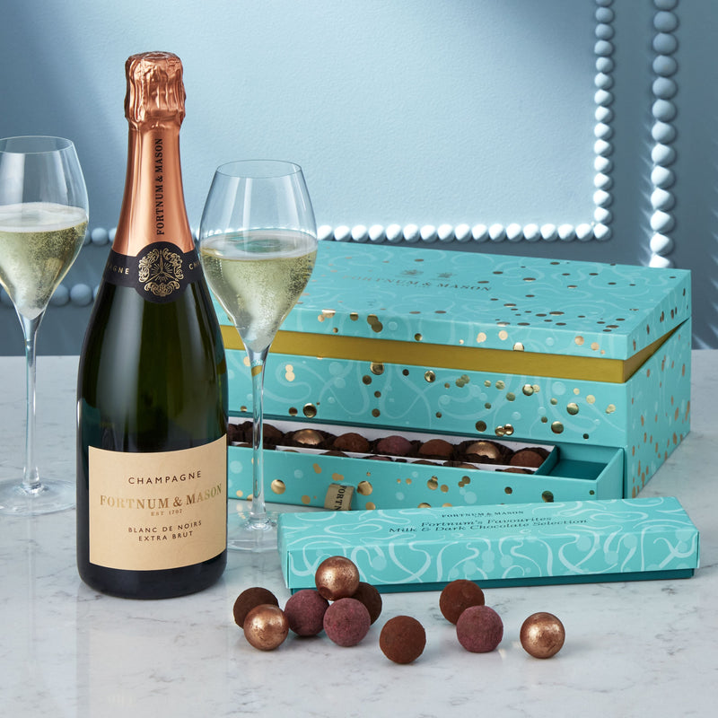 Fortnum's Champagne Celebration Box 75cl with assorted truffles (British brand)