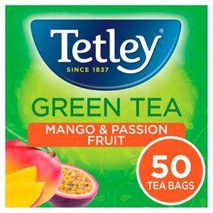 Sachets de thé vert Tetley Mangue et Fruit de la Passion x50