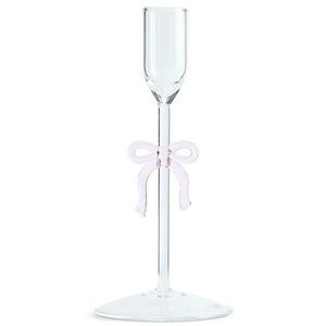 Habitat Glass Bow Taper Candle Holder pink ribbon 20cm height, UK version