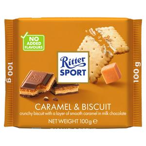 Ritter Sport caramel biscuit chocolate bar 100g, imported from the UK