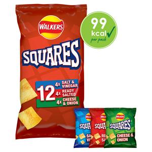 Walkers Squares Variety Multipack Snack Crisps 12 x 22g (British brand)