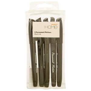 Sainsbury's Home Permanent Markers Black 5 Pack (British brand)