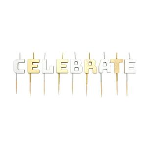 Sainsburys Sainsbury's Home Metallic Celebrate Letter Candle 9 Pack- Buy online at McGrocer