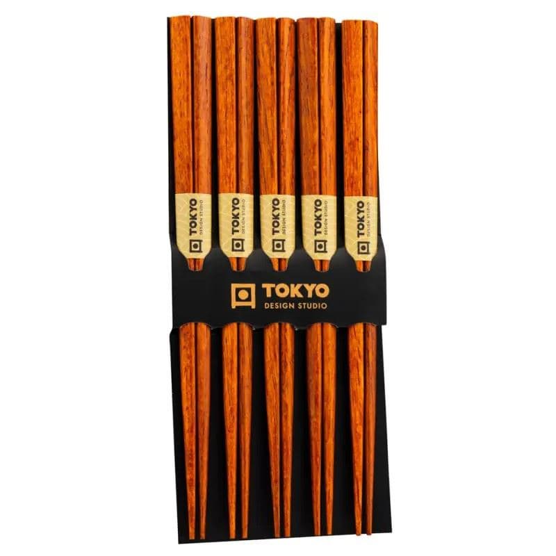 Tokyo Design Studio Wooden Chopsticks 5 Pairs Set (Dark Wood)