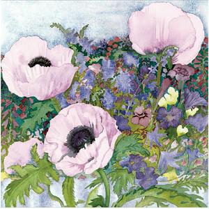 Woodmansterne blank greeting card Anemone Watercolour Flowers 16.9cm (British brand)