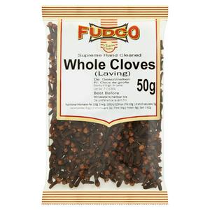 Fudco premium whole cloves 50g sachet packaging - British product