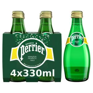 Perrier Sparkling Natural Mineral Water 4x330ml, imported from the UK