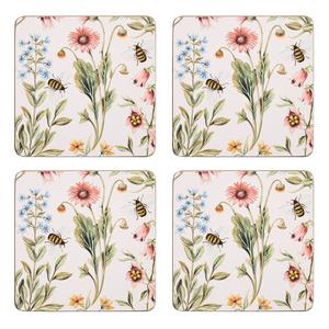Sainsbury's bee floral corkback coasters set of 4 (British brand)