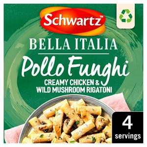 Sainsburys Schwartz Bella Italia Creamy Chicken Wild Mushroom Pasta Recipe Mix 30g- Buy online at McGrocer