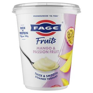 Fage strained yoghurt mango passion fruit 380g - British product