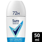 Sure Women Anti-Perspirant Deodorant Nonstop Cotton Dry 50ml (British brand)