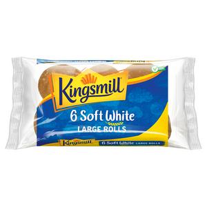 Kingsmill white rolls large x6 pack, UK version bakery item