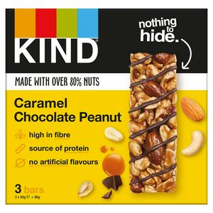 KIND Caramel Chocolate Peanut Bars 3 x 30g, UK version