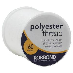 Korbond white polyester sewing thread 160m length, UK version