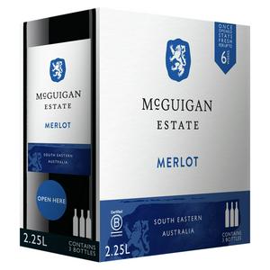 McGuigan Merlot red wine estate 2.25L, imported from the UK