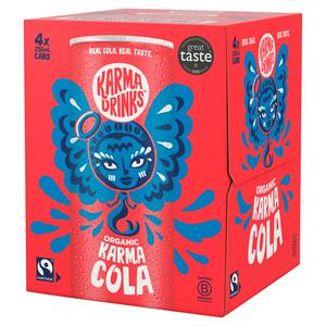 Karma Drinks Organic Cola Cans 4 x 250ml, imported from the UK