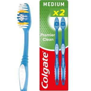 Sainsburys Colgate Premier Clean Medium Tannbørste Pakke x2 - Kjøp online på McGrocer