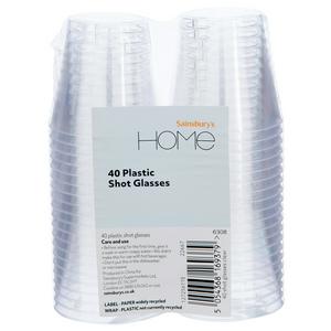 sainsburys shot glasses clear pack of 40 (British brand)