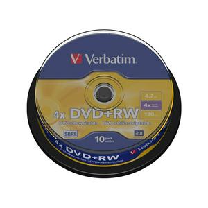 Verbatim DVD+RW discs spindle pack 10pk (British brand)