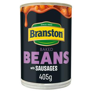 Sainsburys Branston Baked Beans and Sausages 405g Tin- Buy online at McGrocer