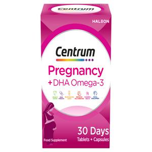 Centrum Pregnancy vitamins DHA Omega 3 60 tablets, imported from the UK
