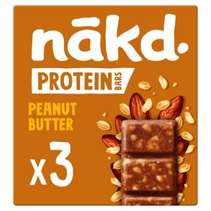 Nakd peanut butter protein bars 3x45g, imported from the UK