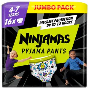 Pampers Ninjamas pyjama pants Spaceships 4-7 Years x16, imported from the UK