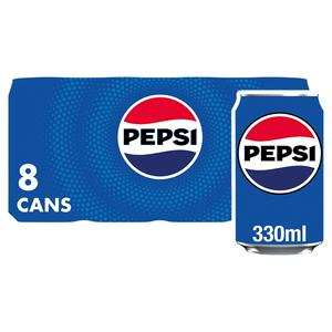 Pepsi Cola Soft Drink 8 x 330ml, imported from the UK