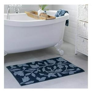 Habitat Botanical Bath Mat Navy Cotton 80x50cm, UK version