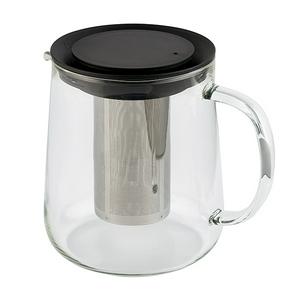 Habitat Glas-Teekanne mit Sieb und schwarzem Deckel 1000ml