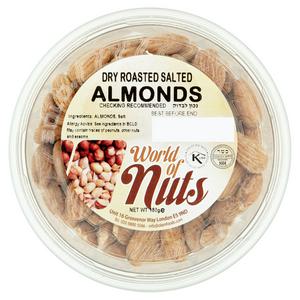 Amandes salées grillées à sec World Of Nuts 180g (marque britannique)