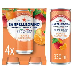 San Pellegrino Peach & Clementine Zero Soft Drink 4x330ml (British brand)