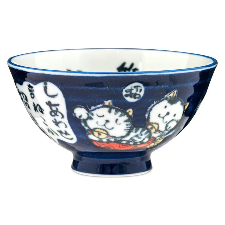Tokyo Design Studio Ceramic Lucky Cat Rice Bowl (sininen)