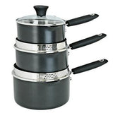 Habitat 3 piece aluminium pan set black imported from the UK