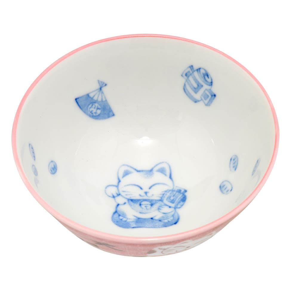 Tokyo Design Studio Ceramic Lucky Cat Rice Bowl (Pink)