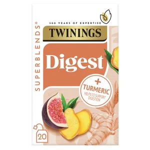 Twinings Superblends Digest Ginger Turmeric Fig Tea Bags 20 Pack (British brand)