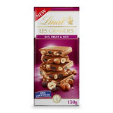 Lindt Milk Chocolate Bar Fruit and Nut 150g, UK version