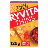 Ryvita Thins Three Cheese Flatbread Crackers 125g, imported from the UK